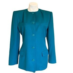 GUCCI Vintage Wool Blazer Turquoise Blue Size 40
